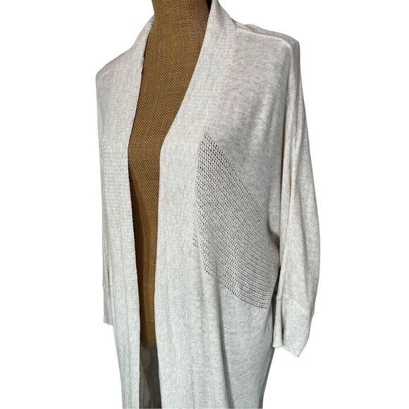 Cardigan Sweater Cream Sheer Dolman Open Front Size M Lightweight Leo & Nicole - Picture 4 of 6